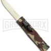 AKC Minion Concord Green Camo OTF Automatic Knife - Flat Gold Plain