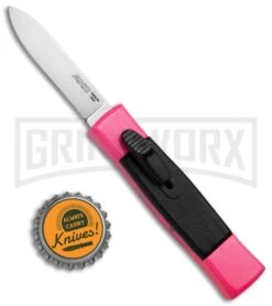 AKC Minion Concord Hot Pink OTF Automatic Knife - Flat Satin Plain -AKC Knives Shop AKC Minion Concord OTF Hot Pink BHQ 72004 jr bottlecap large