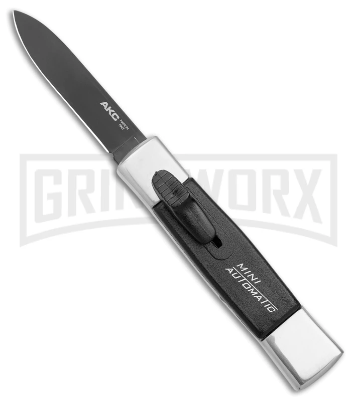 AKC Minion Concord Polish/Black OTF Automatic Knife - Flat Grind Black Plain 3 AKC Minion Concord Polish/Black OTF Automatic Knife - Flat Grind Black Plain