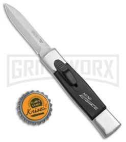 AKC Minion Concord Polish/Black OTF Automatic Knife - Satin Dagger -AKC Knives Shop AKC Minion Concord Polish Black OTF Auto Satin Dagger GX 41033 jr bottlecap large
