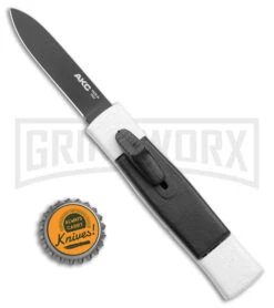 AKC Minion Concord White/Black OTF Automatic Knife - Flat Grind Black Plain 9 AKC Minion Concord White/Black OTF Automatic Knife - Flat Grind Black Plain -AKC Knives Shop AKC Minion Concord White Black OTF Auto Flat Grind Black Plain GX 14514 jr bottlecap large