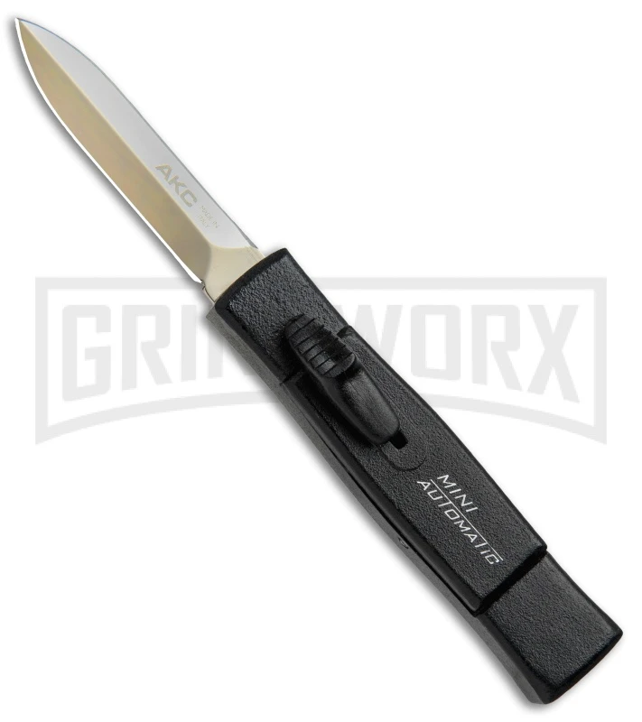 AKC Minion Concord Black OTF Automatic Knife - Dagger Gold Plain 3 AKC Minion Concord Black OTF Automatic Knife - Dagger Gold Plain