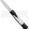 AKC 077 Concord Black/White OTF Automatic Knife - Flat Satin Plain -AKC Knives Shop AKC OTF Concord 077 Black White Flat BHQ 52354 jr 1 large