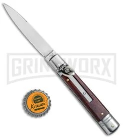 AKC 7.75" Slimline Lever Lock Cocobolo Automatic Knife - Flat -AKC Knives Shop AKC Slimline LL Auto Cocobolo Satin Flat BHQ 79857 jr bottlecap large