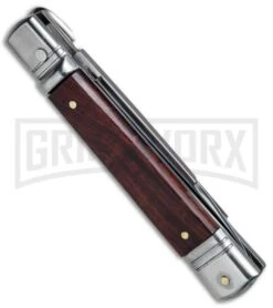 AKC 7.75" Slimline Lever Lock Cocobolo Automatic Knife - Flat -AKC Knives Shop AKC Slimline LL Auto Cocobolo Satin Flat BHQ 79857 jr side large