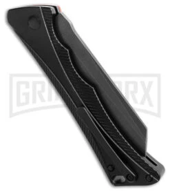 AKC Smarty Black W/Orange Bolster Automatic Knife Reverse Tanto - Black SW Plain -AKC Knives Shop AKC Smarty AK Black w Orange Bolster 3in BSW BHQ 184665 td side large