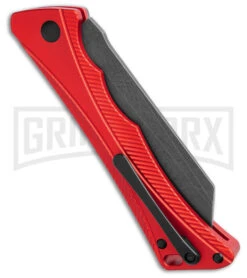 AKC Smarty Red W/Black Bolster Automatic Knife Reverse Tanto - Black SW Plain 7 AKC Smarty Red W/Black Bolster Automatic Knife Reverse Tanto - Black SW Plain -AKC Knives Shop AKC Smarty Automatic Knife Red w Black Bolster 3.3in Black Stonewash BHQ 184758 hd side large