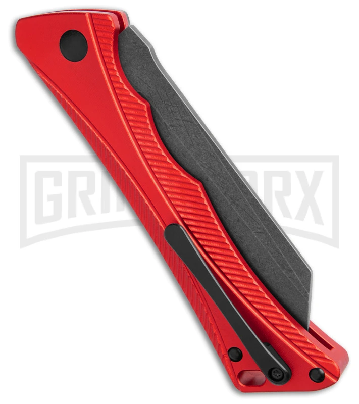 AKC Smarty Red W/Black Bolster Automatic Knife Reverse Tanto - Black SW Plain 5 AKC Smarty Red W/Black Bolster Automatic Knife Reverse Tanto - Black SW Plain - Image 3