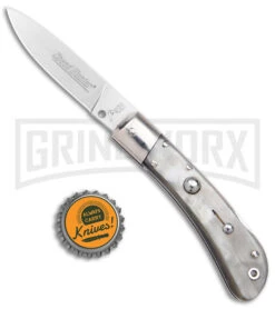 AKC Speed Hunter Dark/Light Horn Automatic Knife - Polish Plain -AKC Knives Shop AKC Speed Hunter Auto Italian Knife Dark Horn Polish BHQ 50883 jr bottlecap large