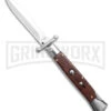 AKC 9" Snakewood Auto Swinguard Knife Italian Stiletto W/ Case - Satin Plain -AKC Knives Shop AKC Swinguard 9in Automatic Italian Stiletto Snakewood with Case BHQ 189014 td large