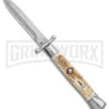 Automatic Italian Style Swinguard 9" Stag - Damascus Bayonet Blade -AKC Knives Shop AKC Swinguard 9in Stag Bayo Damascus GX 3647 jr large
