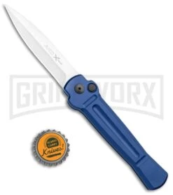 AKC X-treme ACE Blue Automatic Knife - Satin Plain -AKC Knives Shop AKC X treme Ace Auto Blue Satin BHQ 105467 jr bottlecap large