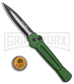 AKC X-treme Ace Green Automatic Knife - Black Two Tone Plain -AKC Knives Shop AKC X treme Ace Auto Green Black TT ACE GTT BHQ 136921 jr bottlecap large
