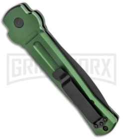 AKC X-treme Ace Green Automatic Knife - Black Two Tone Plain -AKC Knives Shop AKC X treme Ace Auto Green Black TT ACE GTT BHQ 136921 jr side large