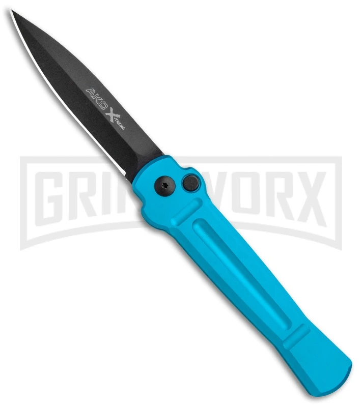AKC X-treme ACE Light Blue Automatic Knife - Black 3 AKC X-treme ACE Light Blue Automatic Knife - Black