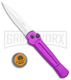 AKC X-treme Ace Purple Automatic Knife - Stonewash Plain -AKC Knives Shop AKC X treme Ace Auto Purple Satin BHQ 179205 jr bottlecap large