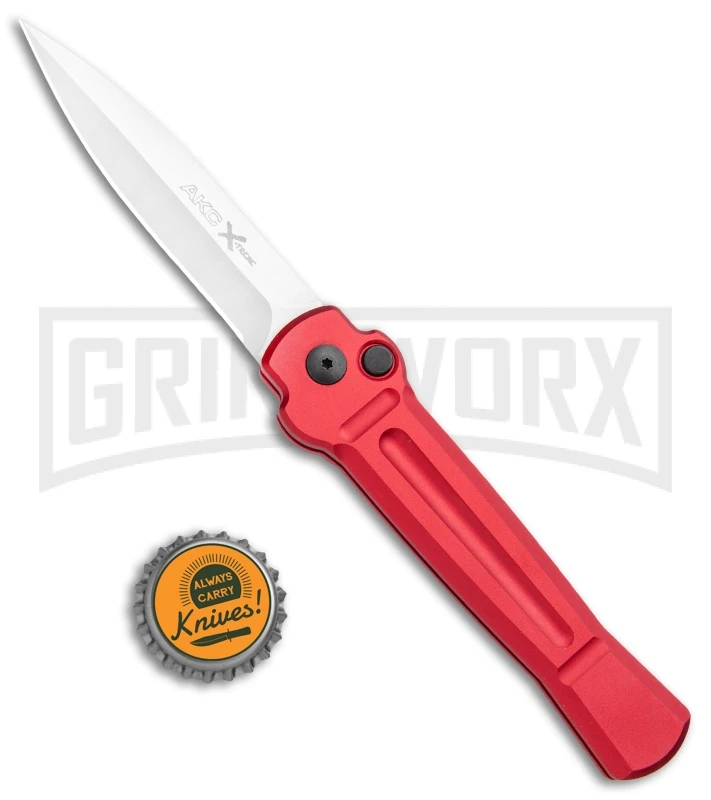 AKC X-treme Ace Red Automatic Knife - Satin Plain 6 AKC X-treme Ace Red Automatic Knife - Satin Plain - Image 4