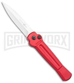 AKC X-treme Ace Red Automatic Knife - Satin Plain