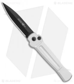 AKC X-treme Ace Automatic Knife Silver Black -AKC Knives Shop AKC X treme Ace Auto Silver Black BHQ 113942 jr