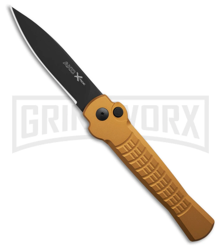 AKC X-treme Ace1 Gold Aluminum Automatic Knife - Black Plain 3 AKC X-treme Ace1 Gold Aluminum Automatic Knife - Black Plain