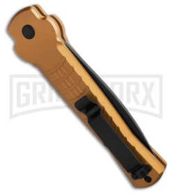 AKC X-treme Ace1 Gold Aluminum Automatic Knife - Black Plain 7 AKC X-treme Ace1 Gold Aluminum Automatic Knife - Black Plain -AKC Knives Shop AKC X treme Ace Automatic Knife Gold 3in Black BHQ 189017 td side large