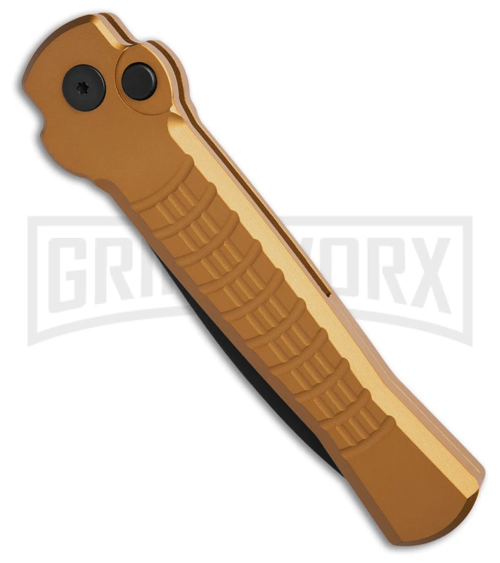 AKC X-treme Ace1 Gold Aluminum Automatic Knife - Black Plain 4 AKC X-treme Ace1 Gold Aluminum Automatic Knife - Black Plain - Image 2