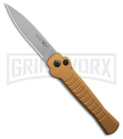 AKC X-treme Ace1 Gold Aluminum Automatic Knife - Satin Plain