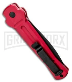 AKC X-treme Ace Red Automatic Knife - Black Plain -AKC Knives Shop AKC X treme Ace Automatic Knife Red 3.6 Black BHQ 123056 LS Side large