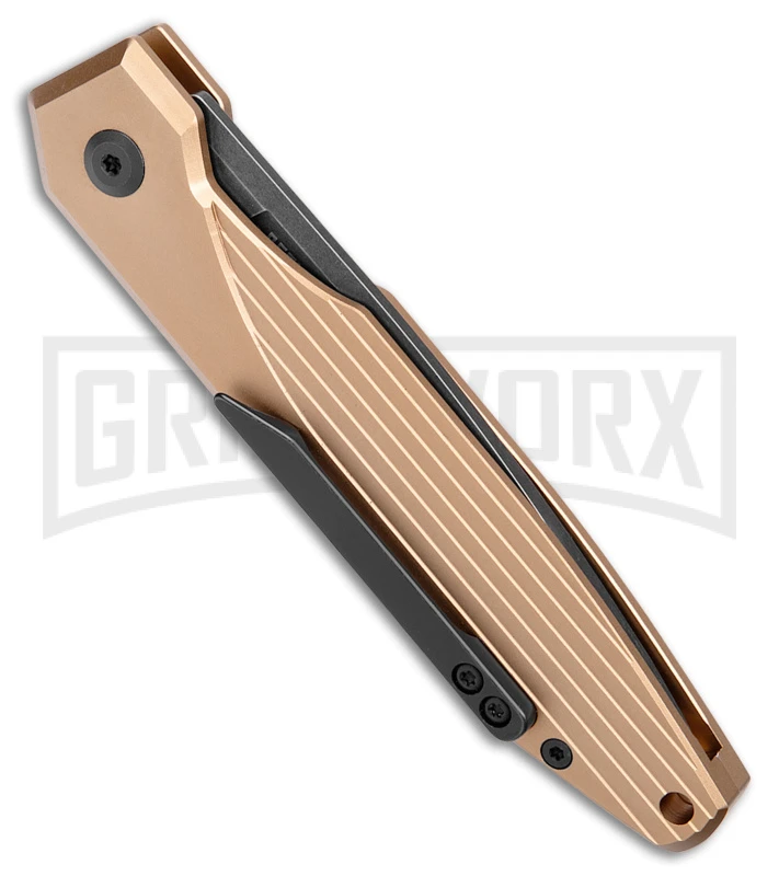 AKC X-treme Dandy Tan Aluminum Automatic Knife - Black Stonewash 5 AKC X-treme Dandy Tan Aluminum Automatic Knife - Black Stonewash - Image 3