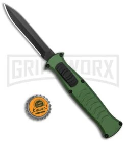 AKC X-treme EVO Green OTF Automatic Knife - Dagger Black Plain -AKC Knives Shop AKC X treme EVO OTF Auto Dagger Green Black GX 37364 jr bottlecap large