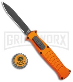 AKC X-treme EVO Orange OTF Automatic Knife - Black Plain -AKC Knives Shop AKC X treme EVO OTF Auto Orange Black BHQ 105416 jr bottlecap large