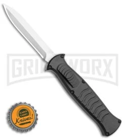 AKC X-treme EVO Black OTF Automatic Knife - Satin Plain Dagger -AKC Knives Shop AKC X treme EVO OTF Automatic Knife Black 3.5 Satin Dagger BHQ 119723 LS Bottlecap large