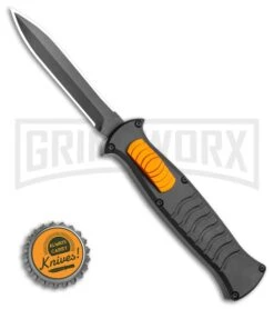 AKC X-treme EVO Black / Orange Slide OTF Automatic Knife - Black Plain Dagger -AKC Knives Shop AKC X treme EVO OTF Automatic Knife Black Orange Slide 3.5 Black Dagger BHQ 119626 LS Bottlecap large