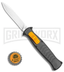AKC X-treme EVO Black / Orange Slide OTF Automatic Knife - Satin Plain -AKC Knives Shop AKC X treme EVO OTF Automatic Knife Black Orange Slide 3.5in Satin BHQ 114879 LS Bottlecap large