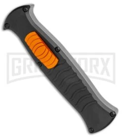 AKC X-treme EVO Black / Orange Slide OTF Automatic Knife - Satin Plain -AKC Knives Shop AKC X treme EVO OTF Automatic Knife Black Orange Slide 3.5in Satin BHQ 114879 LS Spine large