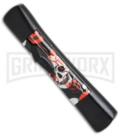 AKC Concord Red/White Skull OTF Automatic Knife - Flat Grind Black Flat -AKC Knives Shop AKC concord red white skull black BP 19138 er spine large