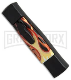 AKC Minion Concord Flames OTF Automatic Knife - Black Flat -AKC Knives Shop AKC minion concord flames black flat BHQ 19002 er side large