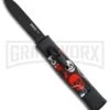 AKC Minion Concord Red/White Skull OTF Automatic Knife - Black Flat -AKC Knives Shop AKC minion concord red white skull black flat BP 19001 er large