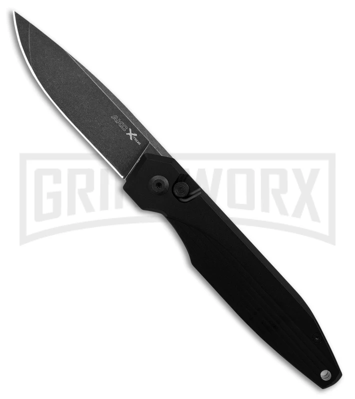 AKC X-treme Dandy Black Aluminum Automatic Knife - Black Stonewash Plain 3 AKC X-treme Dandy Black Aluminum Automatic Knife - Black Stonewash Plain