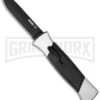 AKC 777 Blackfinger Brushed Aluminum OTF Automatic Knife - Black Plain -AKC Knives Shop akc 777 flat black large