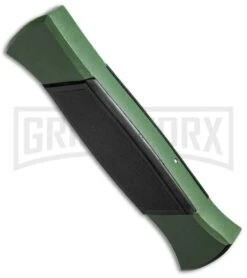 AKC 777 Blackfinger Green/Black OTF Automatic Knife - Flat Grind Satin Plain -AKC Knives Shop akc 777 green satin flat bottom cm large