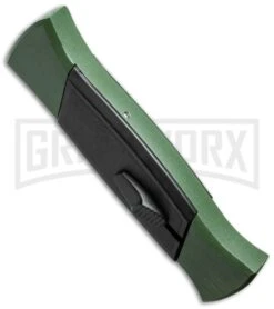 AKC 777 Blackfinger Green/Black OTF Automatic Knife - Flat Grind Satin Plain -AKC Knives Shop akc 777 green satin flat side cm large