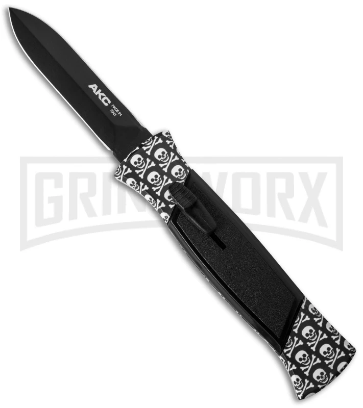 AKC 777 Blackfinger Jolly Roger OTF Automatic Knife - Black Dagger Plain 3 AKC 777 Blackfinger Jolly Roger OTF Automatic Knife - Black Dagger Plain
