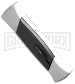 AKC 777 Blackfinger White/Black OTF Automatic Knife - Flat Grind Satin Plain 7 AKC 777 Blackfinger White/Black OTF Automatic Knife - Flat Grind Satin Plain -AKC Knives Shop akc 777 white satin flat bottom cm large