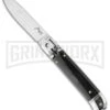 AKC Classic 7.75" Lever Lock Dark Horn Automatic Knife - Flat Grind