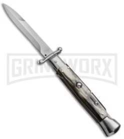AKC 9" Italian Stiletto Swinguard Brazilian Horn Automatic Knife - Bayonet