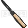 AKC Gravit-E Black/Wood Manual OTF Knife - Black Plain -AKC Knives Shop akc black natural black large