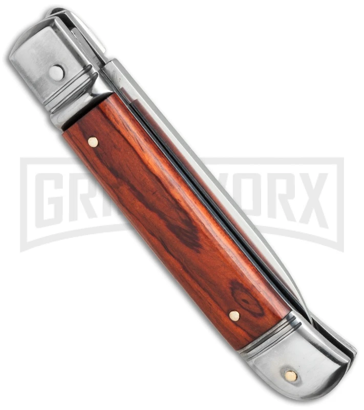 AKC 8" Italian Stiletto Leverlock Cocobolo Automatic Knife - Flat 4 AKC 8" Italian Stiletto Leverlock Cocobolo Automatic Knife - Flat - Image 2