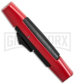AKC Concord Red/Black OTF Automatic Knife - Satin Flat -AKC Knives Shop akc concord 007 red satin flat bottom cm large