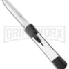 AKC Concord Black/White OTF Automatic Knife - Dagger Satin Plain 1 AKC Concord Black/White OTF Automatic Knife - Dagger Satin Plain -AKC Knives Shop akc concord otf bk w white inserts sati large